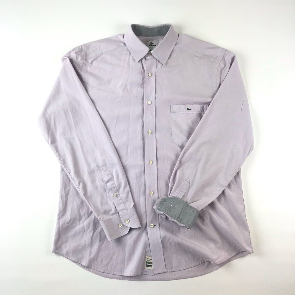 LACOSTE Mens Purple Button Down Shirt Flip Cuff 42